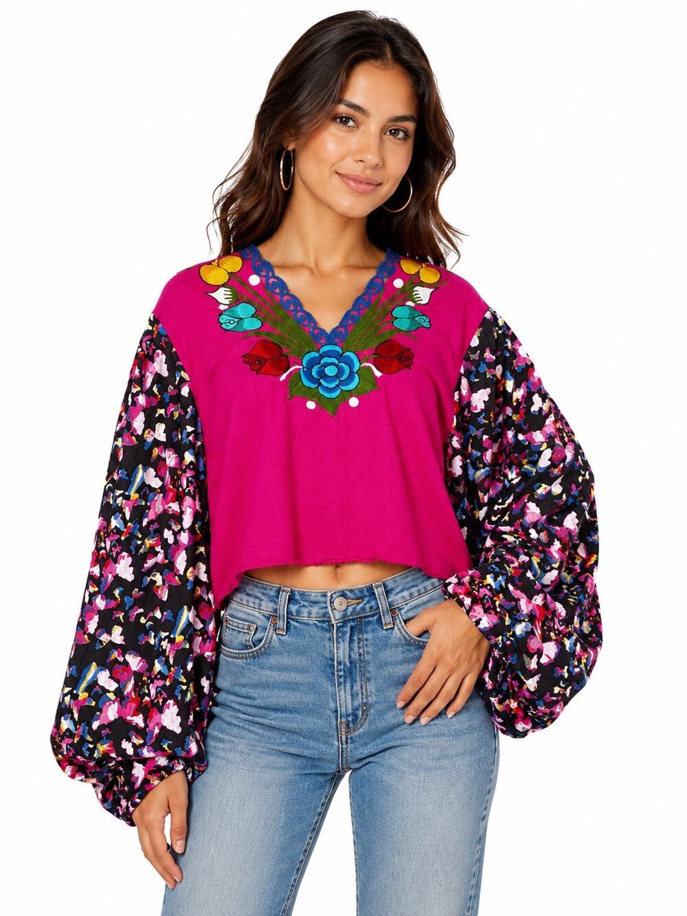 OOAK Handmade Upcycled Floral Embroidered Poncho Kimono Boho One Size